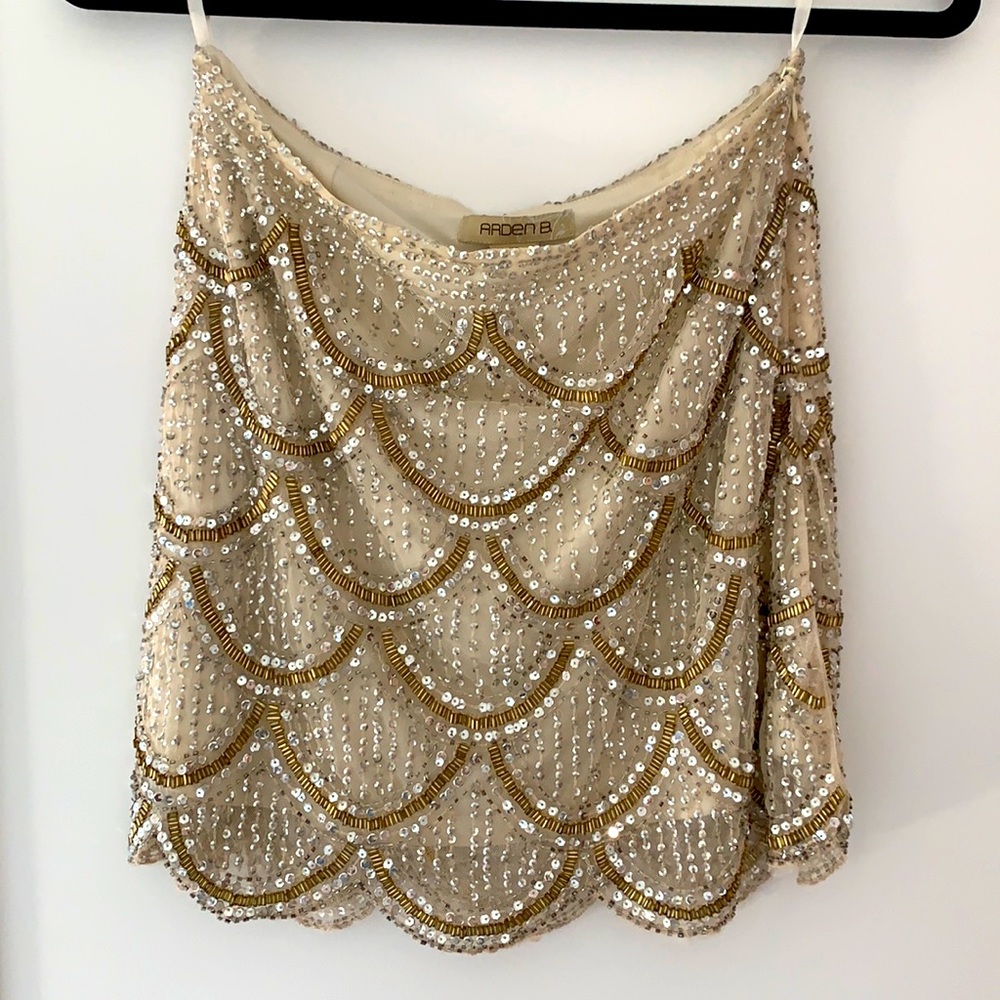 Beaded Ivory and Gold Skirt size XSmall